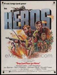 9j958 TOO LATE THE HERO French 24x32 '70 Robert Aldrich, Grinsson art of Caine & Robertson, WWII!