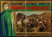 9j438 NORTH WEST FRONTIER set of 2 Italian 19x27 pbustas '60 Lauren Bacall & soldier Kenneth More!