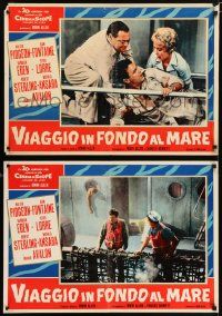 9j451 VOYAGE TO THE BOTTOM OF THE SEA set of 3 Italian 20x28 pbustas '62 Peter Lorre , Barbara Eden!