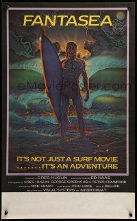 9k033 FANTASEA Aust special poster '79 cool Sharp artwork of surfer & ocean!