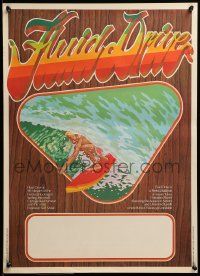 9k034 FLUID DRIVE Aust special poster '74 cool surfing artwork by Steve Core & Hugh McLeod!