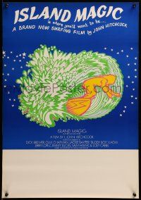 9k036 ISLAND MAGIC Aust special poster '72 L. John Hitchcock surfing documentary, different art!
