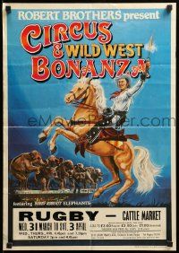 9k028 CIRCUS & WILD WEST BONANZA 18x25 English circus poster '80s Sutcliffe art of cowboy, more!