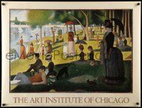 9k823 ART INSTITUTE OF CHICAGO 28x36 French commercial poster '80s A Sunday Afternoon by Seurat!