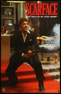 9k957 SCARFACE 23x35 commercial poster '80s Al Pacino with his little friend machine gun!