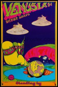 9k992 VENUSIAN SCOUT SHIPS 19x28 commercial poster '67 trippy art of alien spacecraft by The Woods!