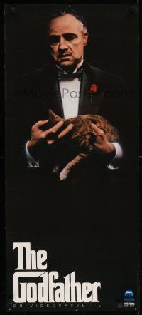 9k736 GODFATHER 17x38 video poster R86 Marlon Brando & cat in Francis Ford Coppola crime classic!