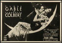 9k749 IT HAPPENED ONE NIGHT 25x36 video poster R84 Clark Gable & Claudette Colbert over moon!