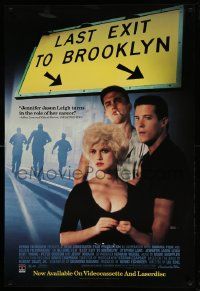 9k754 LAST EXIT TO BROOKLYN 27x40 video poster '89 sexy Jennifer Jason Leigh, Lang, Orbach, Lake!