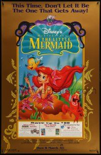 9k758 LITTLE MERMAID 26x40 video poster R98 Ariel & cast, Disney underwater cartoon!