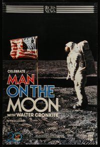 9k759 MAN ON THE MOON 26x38 video poster '89 Walter Cronkite, Dan Rather, Armstrong!