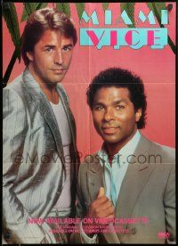 9k762 MIAMI VICE 21x29 video poster '85 cool image of Don Johnson and Philip Michael Thomas!