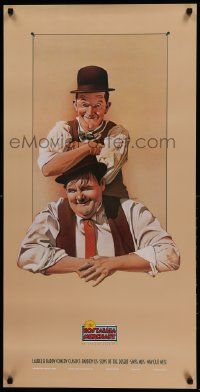 9k774 NOSTALGIA MERCHANT 20x40 video poster '87 Nelson art of Stan Laurel & Oliver Hardy!