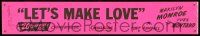 9k191 LET'S MAKE LOVE paper banner '60 Marilyn Monroe & Yves Montand, hearts, pink design!