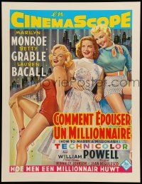 9k685 HOW TO MARRY A MILLIONAIRE 15x20 REPRO poster '00s Marilyn Monroe, Grable & Bacall!