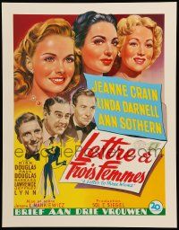9k687 LETTER TO THREE WIVES 15x20 REPRO poster 1990s Jeanne Crain, Darnell, Sothern, Douglas!