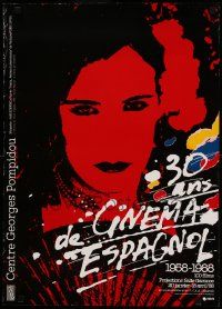 9k230 30 ANS DE CINEMA ESPAGNOL 20x28 French film festival poster '88 colorful artwork of woman!