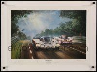 9k335 ALAN FEARNLEY signed #677/850 21x28 art print '87 by the artist + Al Holbert, Bell and Stuck!