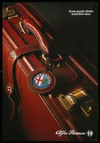 9k424 ALFA ROMEO 27x39 advertising poster '80s great image of suitcase and luggage tag!