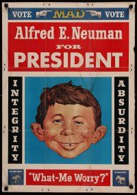 9k488 ALFRED E. NEUMAN FOR PRESIDENT 21x30 special '60s Mad Magazine, what - me worry?
