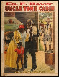 9k042 ED. F. DAVIS' UNCLE TOM'S CABIN 21x28 stage poster c1907 Uncle Tom leaving, overseer w/whip!