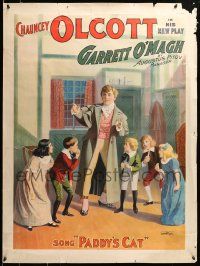 9k043 GARRETT O'MAGH 30x40 stage poster 1901 art of Chauncey Olcott singing Paddy's Cat to kids!