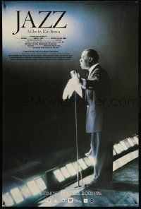 9k264 JAZZ heavy stock tv poster '01 great image of Louis Armstrong on stage performing!