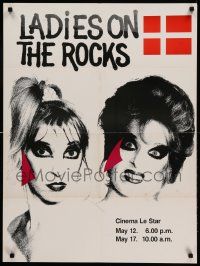 9k586 LADIES ON THE ROCKS 2-sided 24x32 Danish special '83 wacky image of Ryslinge and Marie!