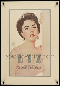 9k243 LIZ: THE FILMS OF ELIZABETH TAYLOR 20x28 film festival poster '85 Davis art of the actress!