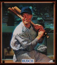 9k449 LOU GEHRIG 2-sided 15x17 advertising poster '89 great art of the baseball legend, Busch beer!