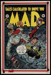 9k596 MAD 16x24 special '85 wacky Jack Davis of baseball pitcher getting The Evil Eye!