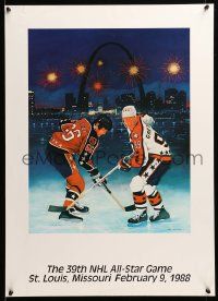 9k601 MARIO LEMIEUX/WAYNE GRETZKY 20x28 special '90s hockey image of the two facing off!