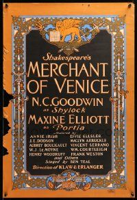 9k050 MERCHANT OF VENICE 20x29 stage poster 1901 N.C. Goodwin as Shylock, William Shakespeare!