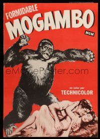 9k172 MOGAMBO 16x22 special '53 Clark Gable & Ava Gardner in Africa, art of giant ape!