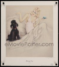 9k374 MORNING CUP 21x24 art print '88 sexy artwork of woman in bed w/dog by Louis Icart!