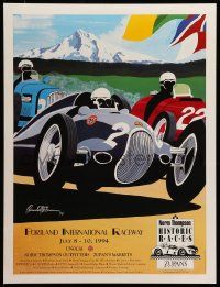 9k613 NORM THOMPSON HISTORIC RACES 19x25 special '94 artwork of car race by Randell T. Swann!