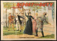 9k055 REPORT FOR DUTY 21x29 stage poster 1899 Confederate soldier hit for being a coward & liar!