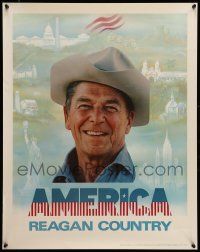 9k010 RONALD REAGAN 22x28 political campaign '80 great close up of the soon-to-be President!