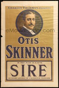 9k056 SIRE 20x30 stage poster 1911 great head & shoulders portrait of Otis Skinner!