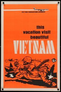 9k653 THIS VACATION VISIT BEAUTIFUL VIETNAM 23x35 special '70s war protest, great artwork!