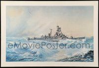 9k377 USS RICHARD S. EDWARDS 14x21 art print '70 Audie Bransford art of destroyer firing missile!