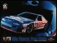 9k472 WE RACE YOU WIN 18x24 advertising poster '90s Ford Thunderbird with driver Dale Jarrett!