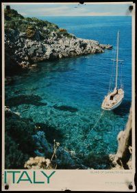 9k291 ITALY 20x28 Italian travel poster '60s great image of sailboat at anchor at Grosseto!