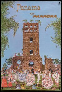 9k299 PANAGRA PANAMA 28x42 travel poster '63 great art of cool village by Gordon McCoun!