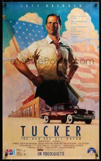 9k808 TUCKER: THE MAN & HIS DREAM 23x37 video poster '88 Francis Ford Coppola, art of Jeff Bridges