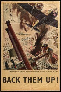 9k080 BACK THEM UP 20x30 English WWII war poster '42 Gardner art of the Knapsack Germany bombing!