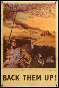 9k079 BACK THEM UP 20x30 English WWII war poster '40s Pym art of soldiers shooting German tank!