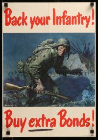 9k081 BACK YOUR INFANTRY BUY EXTRA BONDS 14x20 WWII war poster '45 Jes Wilhelm Schlaikjer art!