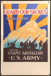 9k092 GUARD OUR SHORES 25x38 WWII war poster '39 at home & abroad w/the Coast Artillery U.S. Army!