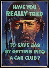 9k094 HAVE YOU REALLY TRIED TO SAVE GAS 29x40 WWII war poster '44 art by Harold Van Schmidt!